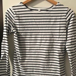 Long Sleeve Black and White Striped Tee - Size Small